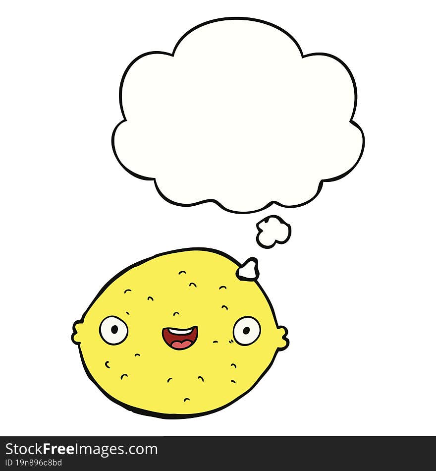 Cartoon Lemon And Thought Bubble