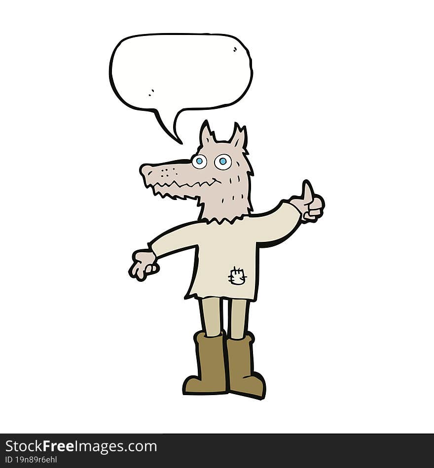 Cartoon Wolf Man With Speech Bubble