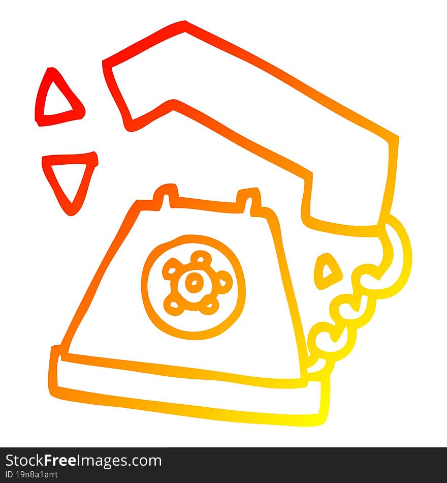 warm gradient line drawing of a cartoon retro telephone