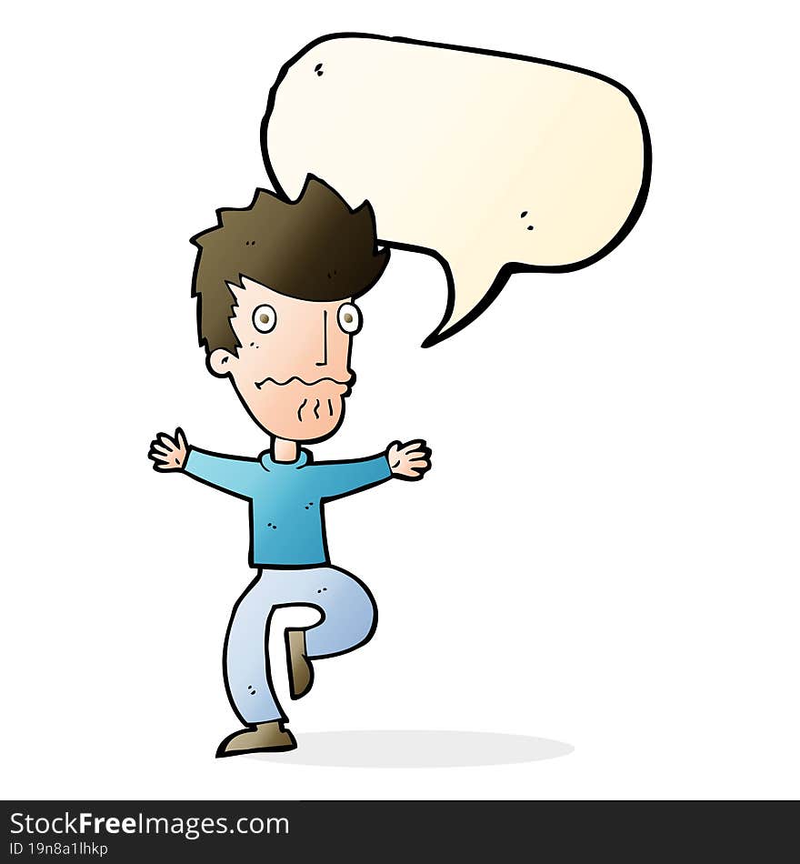 Cartoon Frightened Man With Speech Bubble