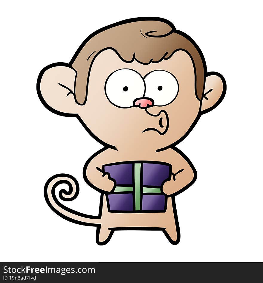 cartoon christmas monkey. cartoon christmas monkey