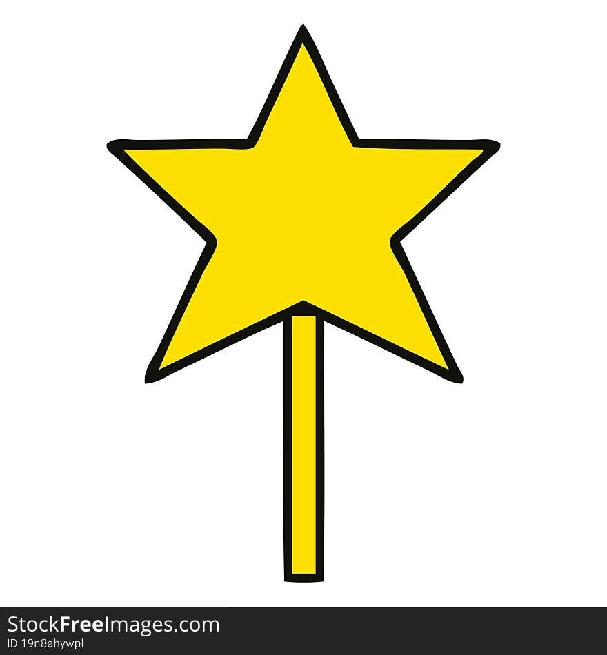 cute cartoon of a star wand. cute cartoon of a star wand