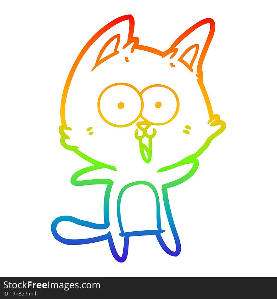 rainbow gradient line drawing funny cartoon cat