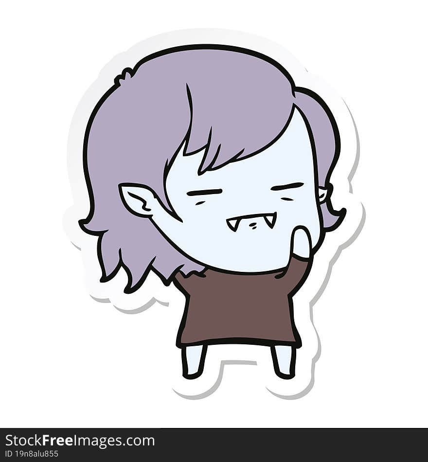 sticker of a cartoon undead vampire girl