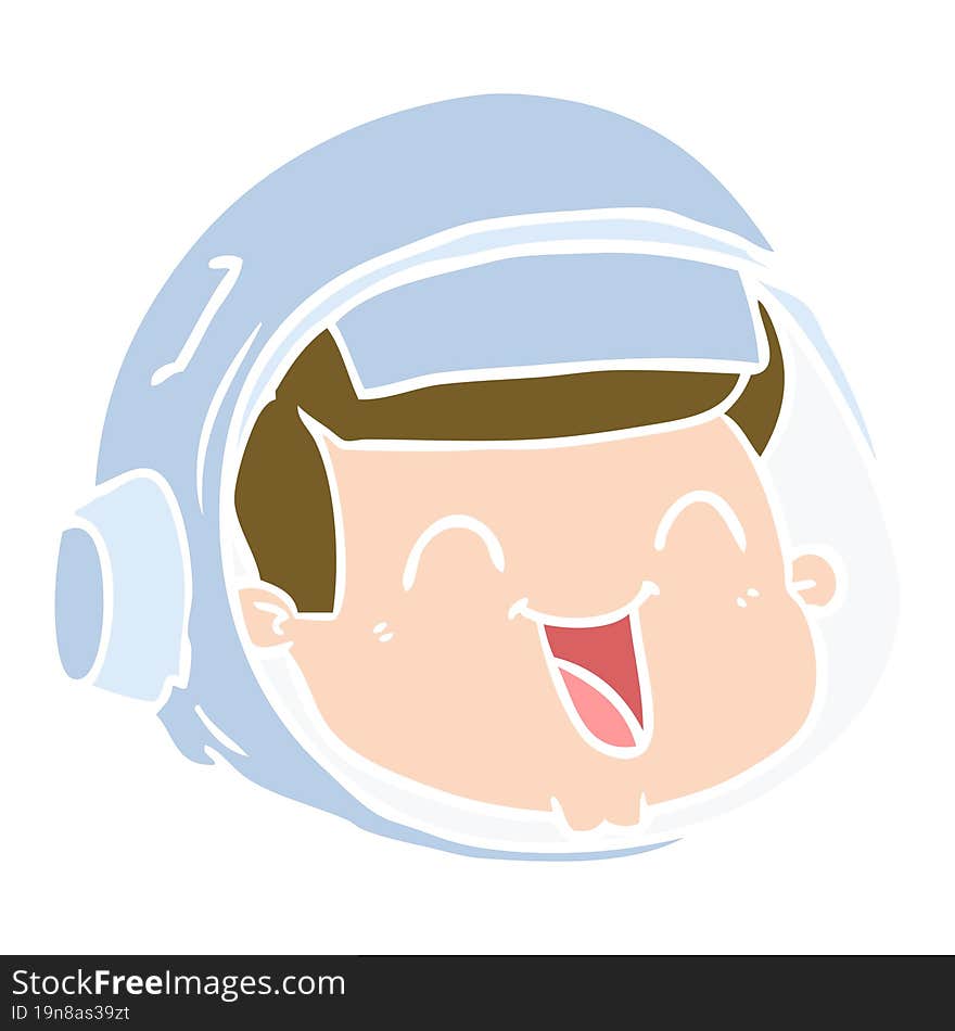 Flat Color Style Cartoon Happy Astronaut Face