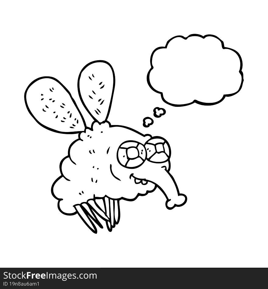 freehand drawn thought bubble cartoon fly