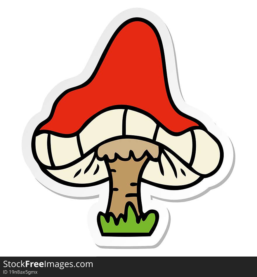 hand drawn sticker cartoon doodle of a single mushroom