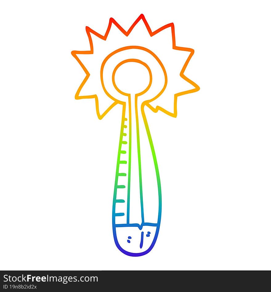 rainbow gradient line drawing cartoon hot thermometer