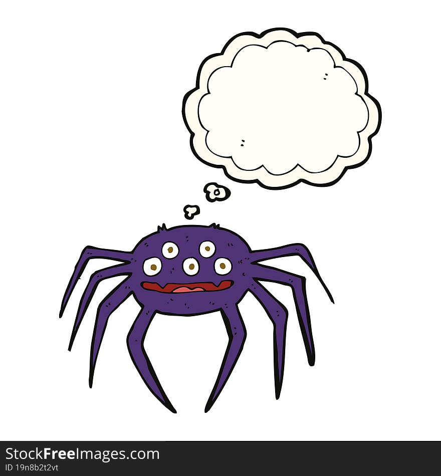 cartoon halloween spider with thought bubble