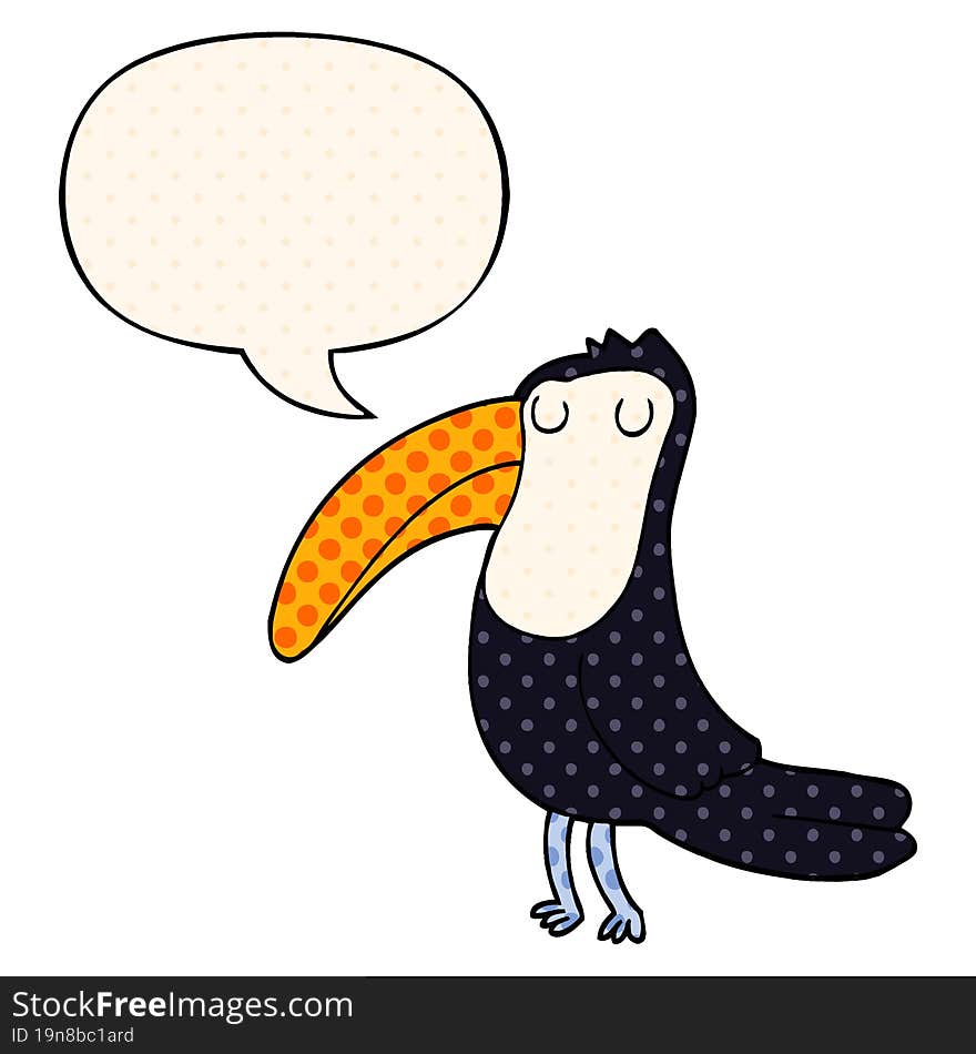 Cartoon Toucan And Speech Bubble In Comic Book Style