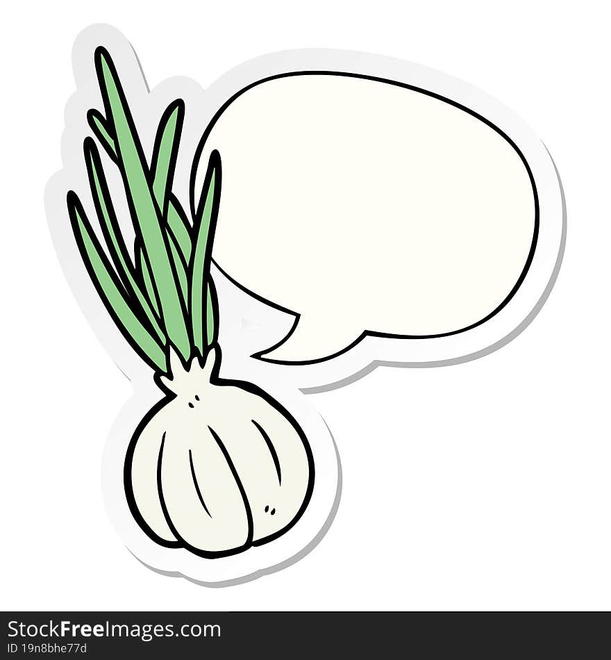 cartoon garlic bulb with speech bubble sticker