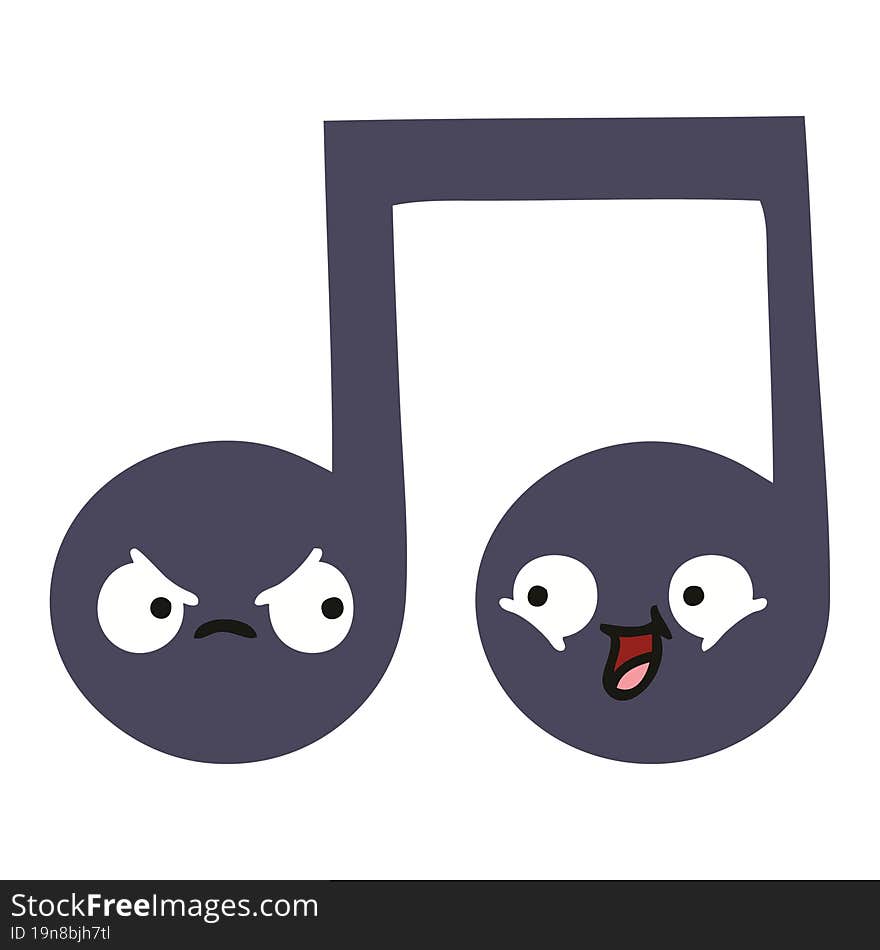 flat color retro cartoon musical note