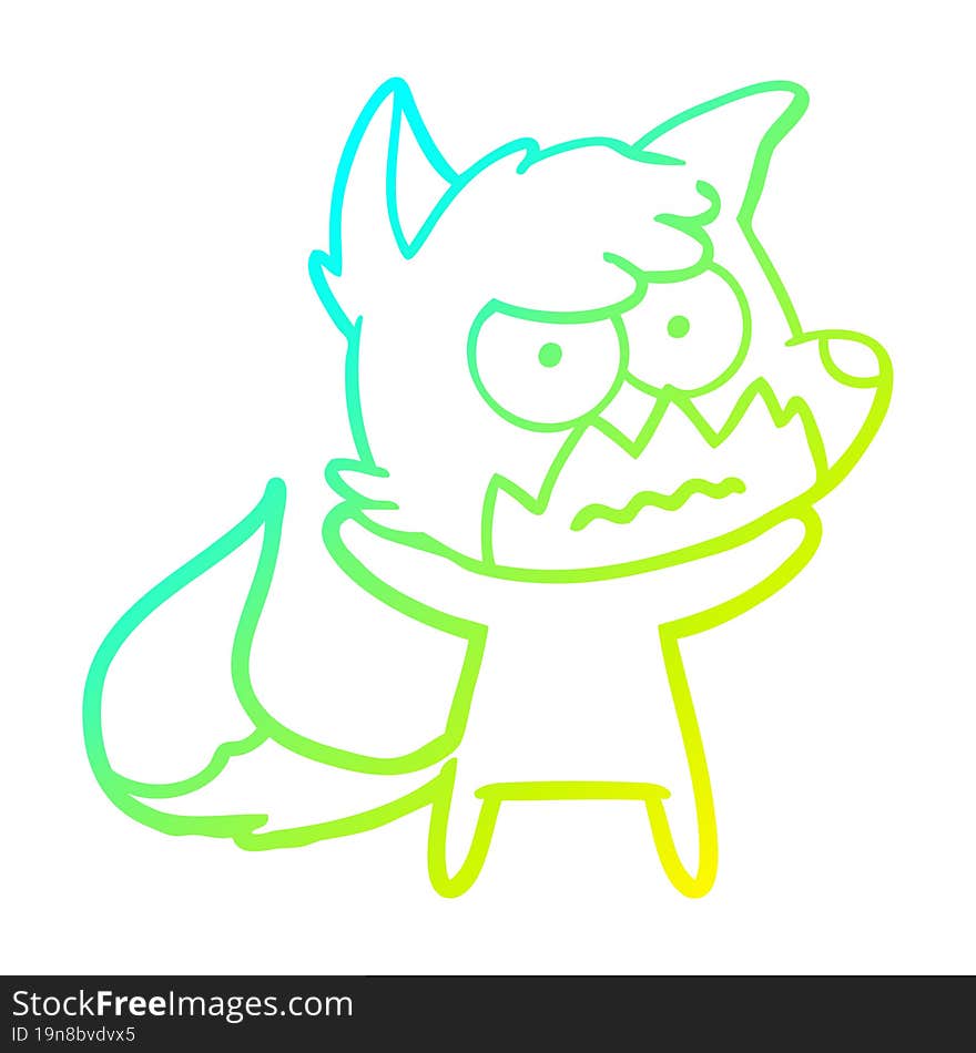 cold gradient line drawing cartoon annoyed fox