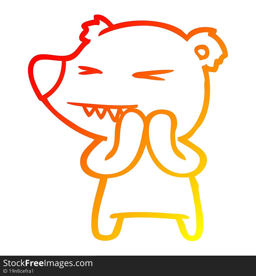 warm gradient line drawing angry polar bear cartoon