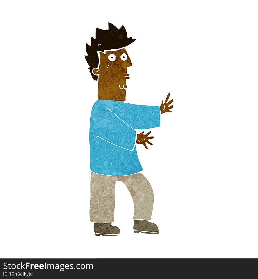 cartoon nervous man waving