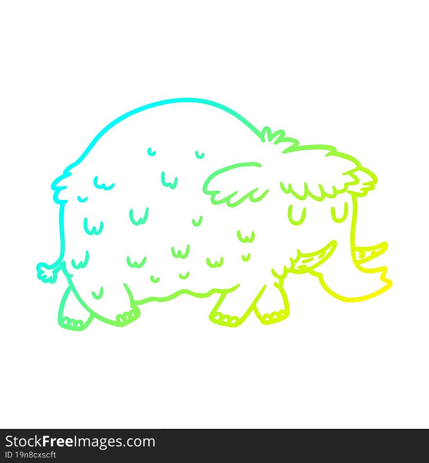 Cold Gradient Line Drawing Cartoon Prehistoric Mammoth