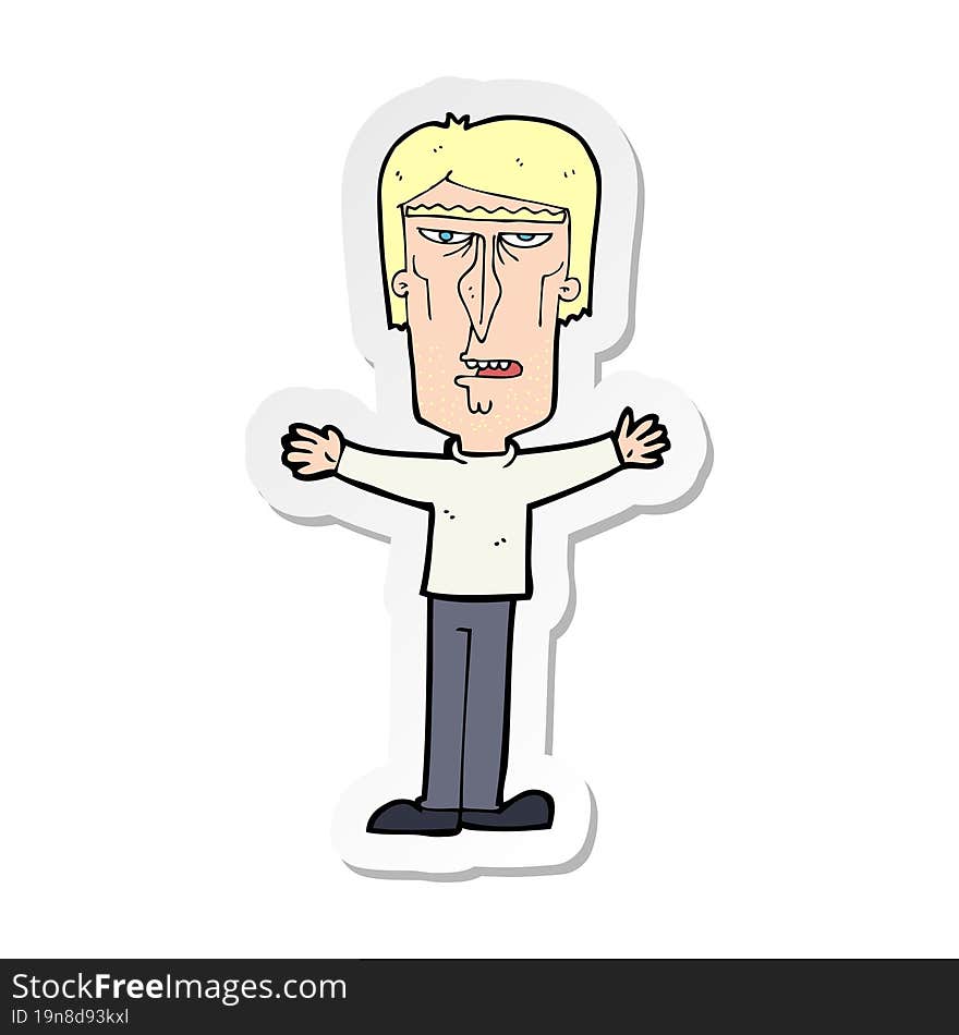 sticker of a cartoon angry man