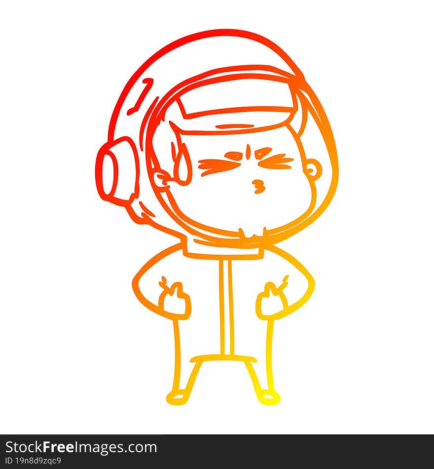 warm gradient line drawing cartoon stressed astronaut