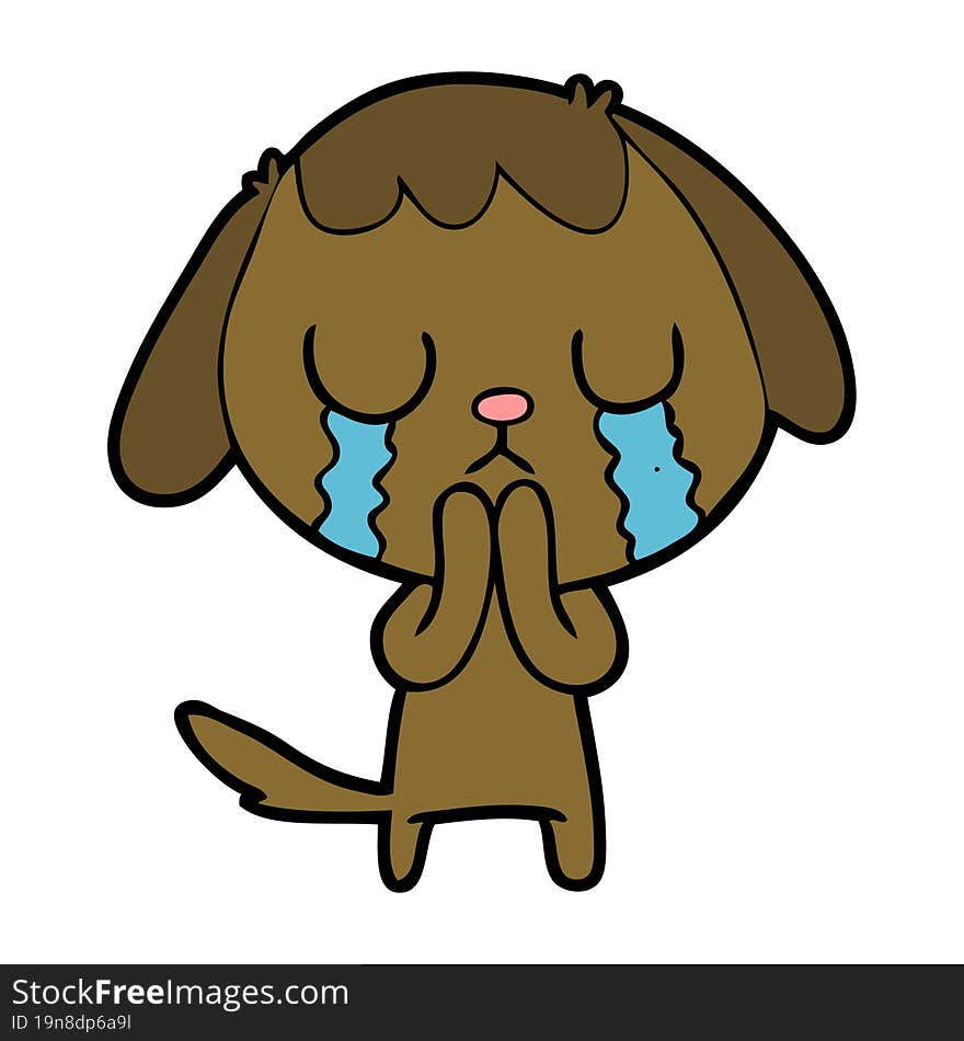 cute cartoon dog crying. cute cartoon dog crying