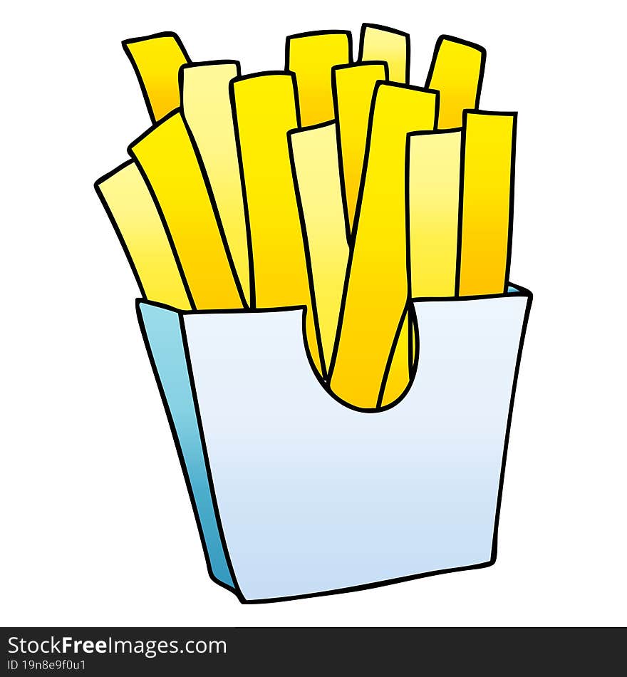 quirky gradient shaded cartoon french fries