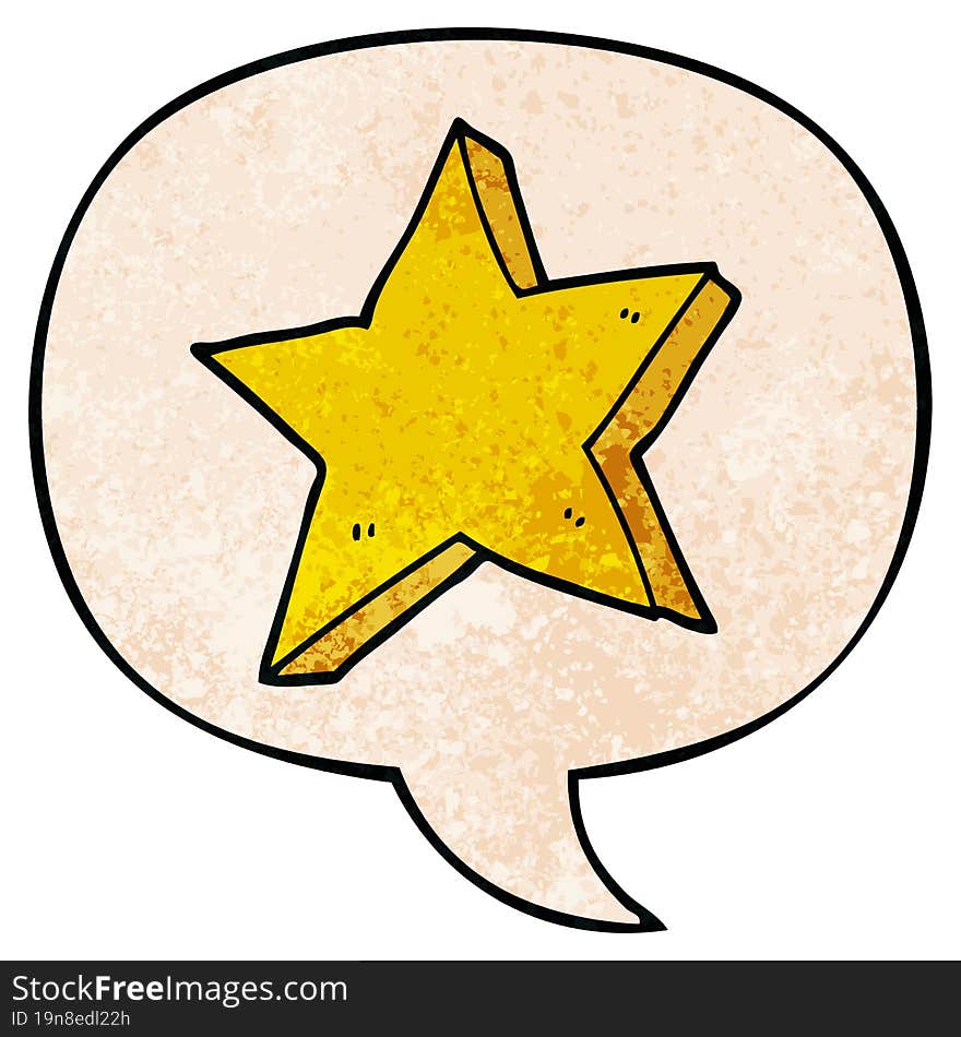 cartoon star and speech bubble in retro texture style