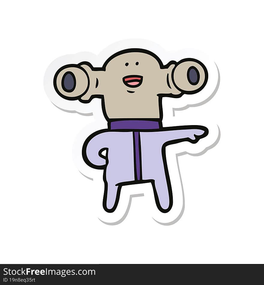 sticker of a friendly cartoon alien