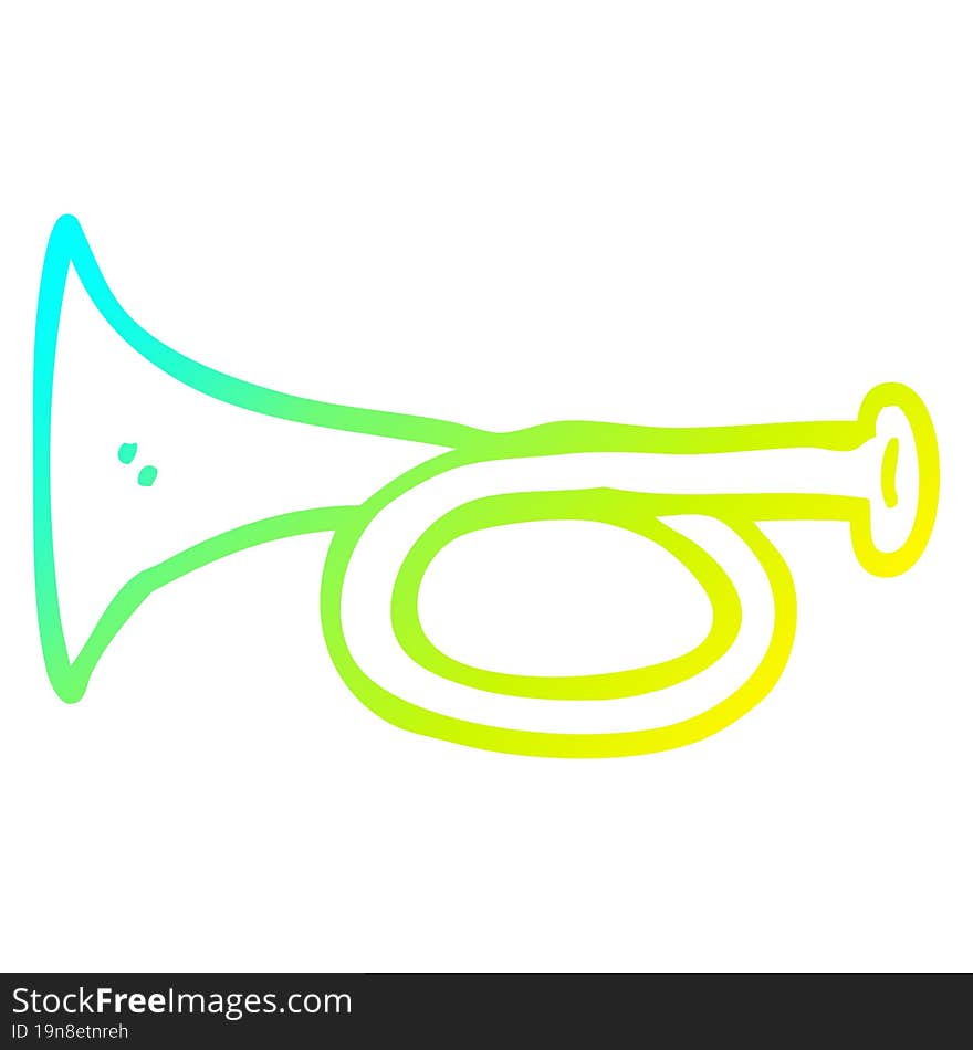 cold gradient line drawing cartoon metal trumpet