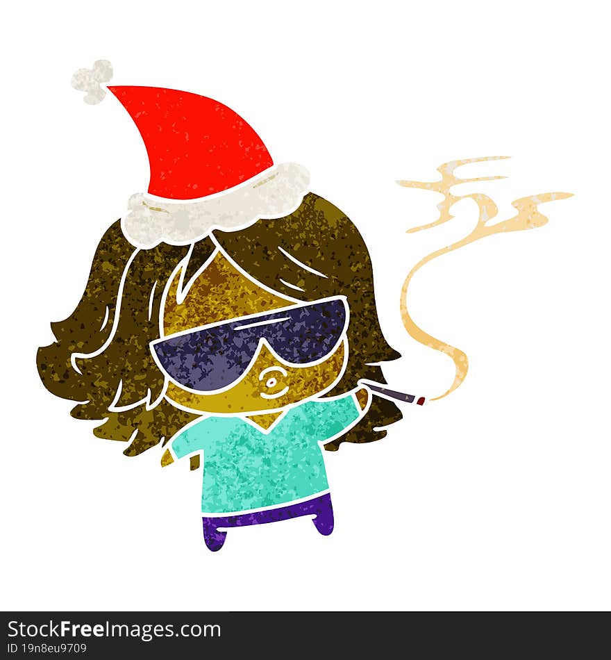 christmas retro cartoon of kawaii girl