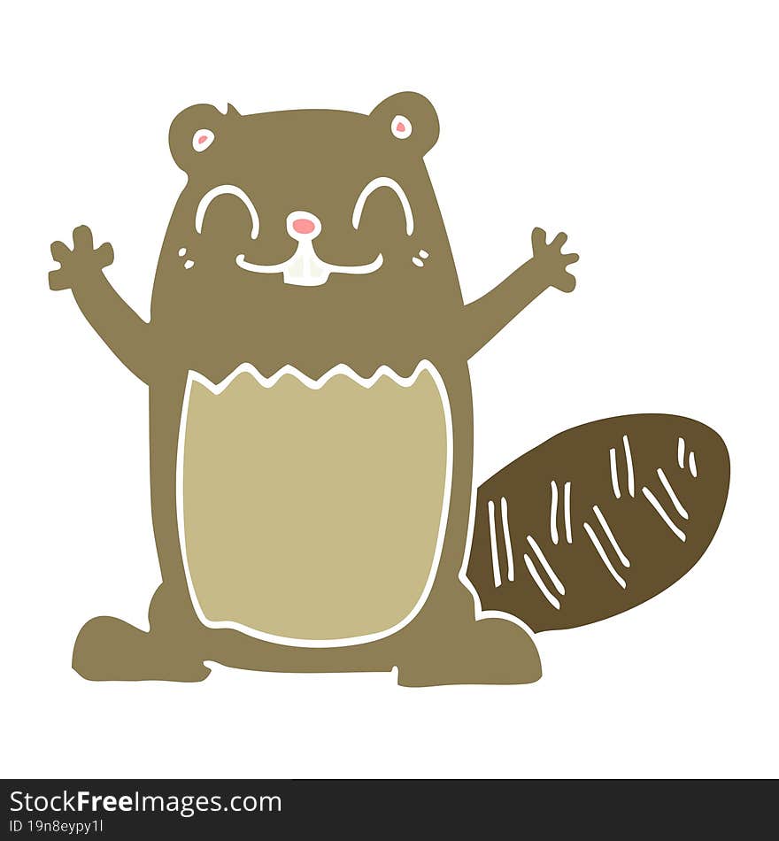 flat color style cartoon beaver