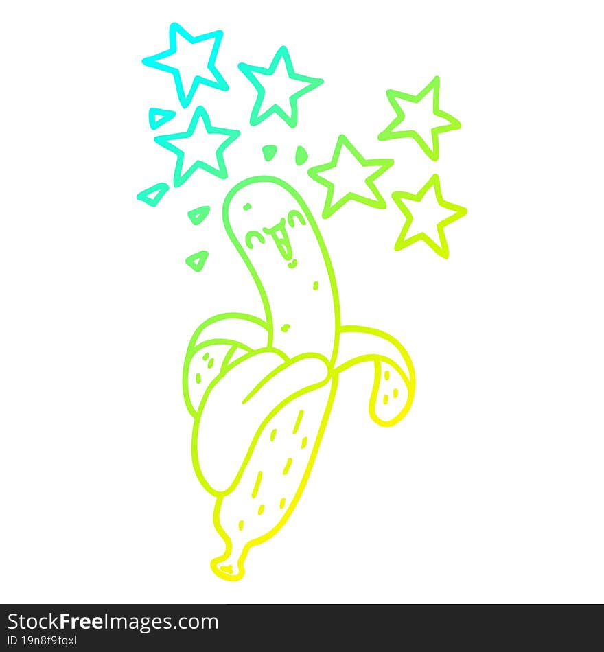 cold gradient line drawing cartoon magic banana