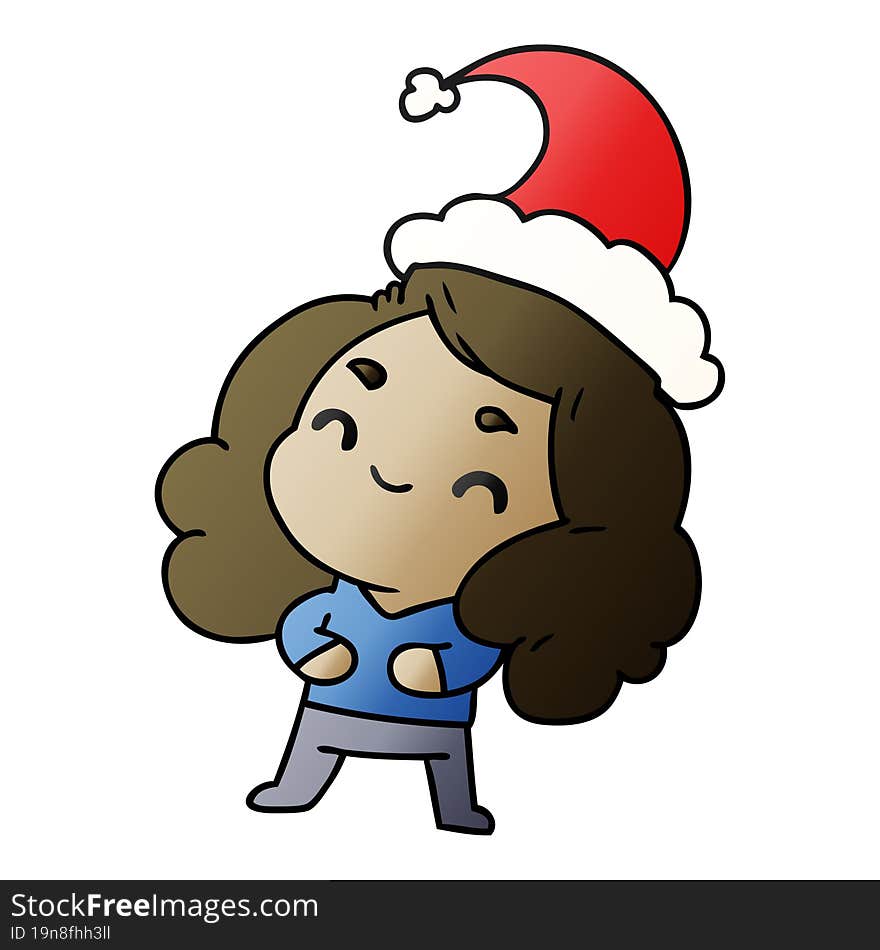 christmas gradient cartoon of kawaii girl