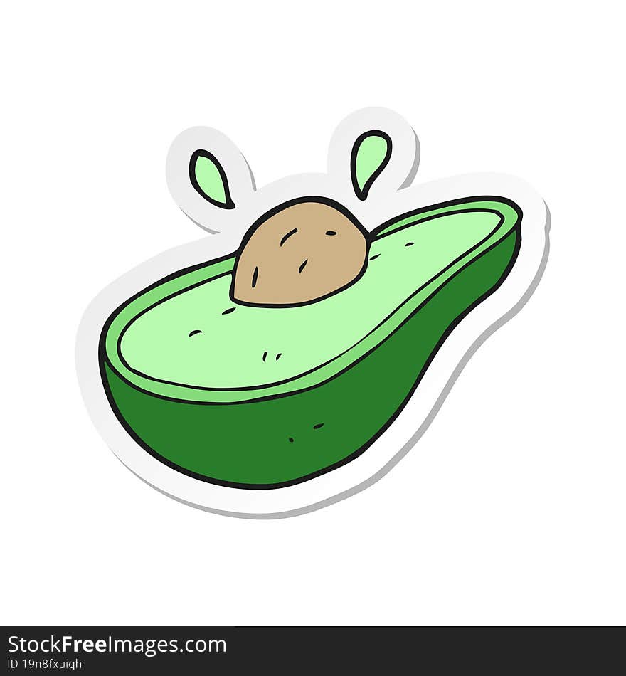 Sticker Of A Cartoon Avocado