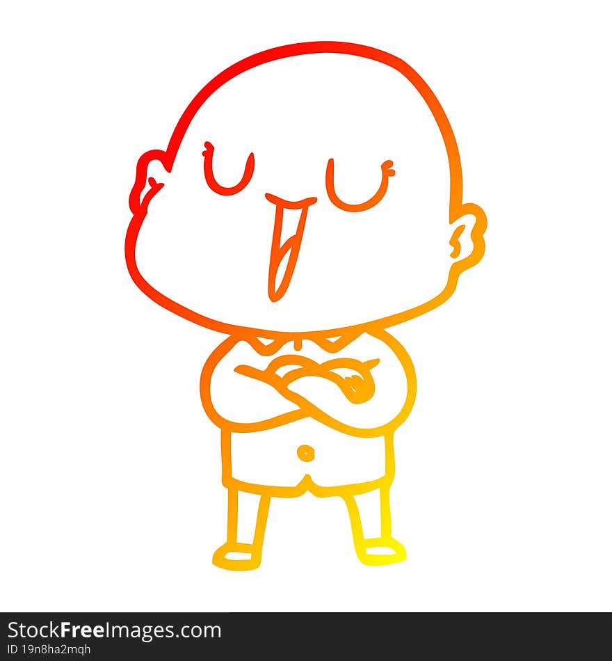 warm gradient line drawing happy cartoon bald man