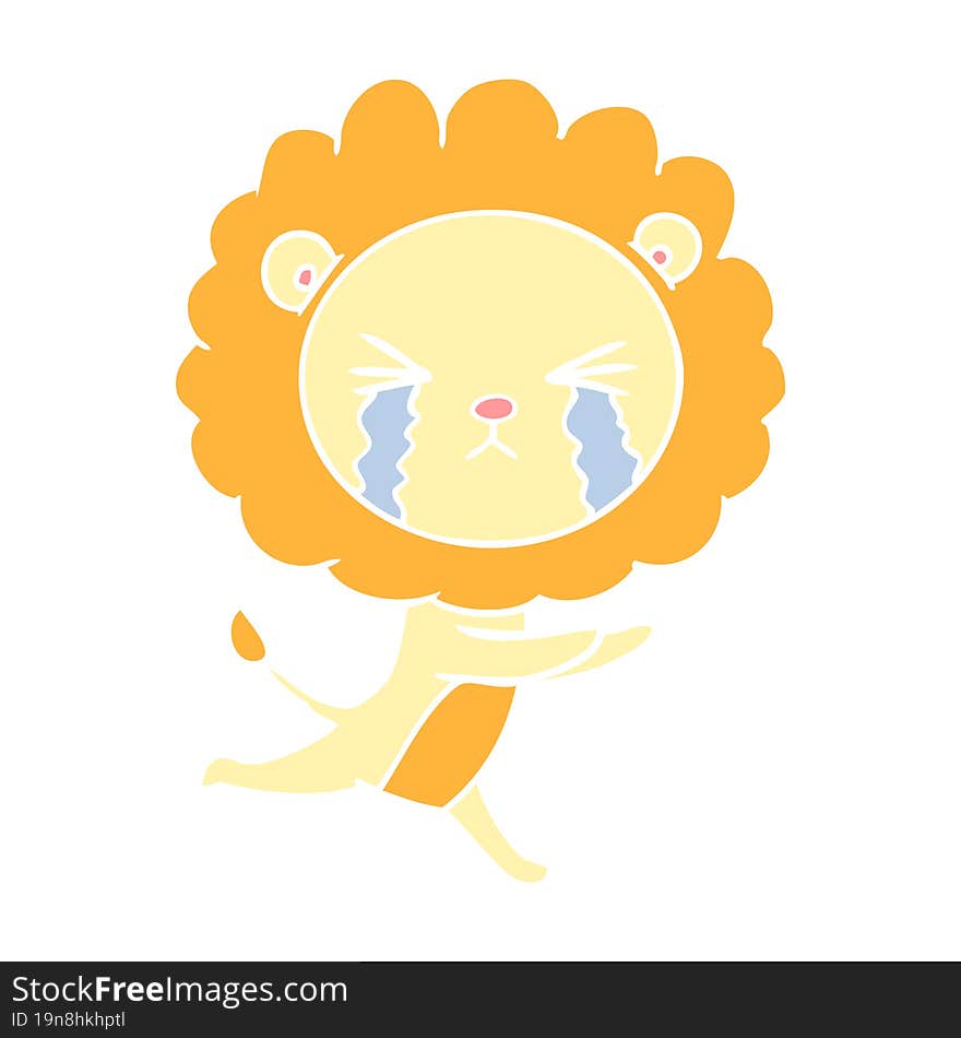 flat color style cartoon crying lion