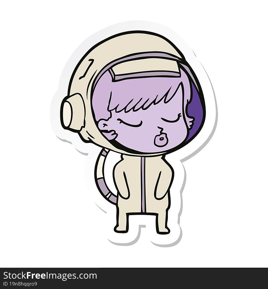 Sticker Of A Cartoon Pretty Astronaut Girl