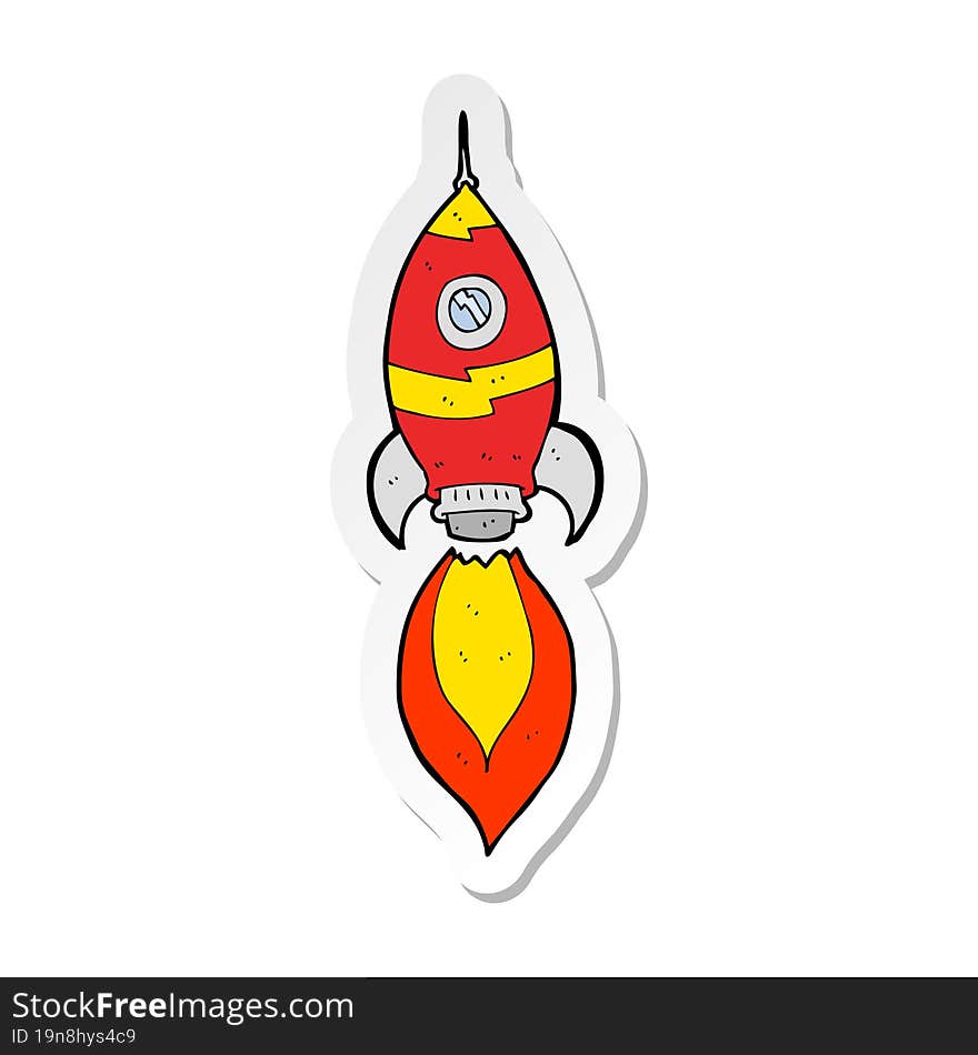 sticker of a cartoon spaceship