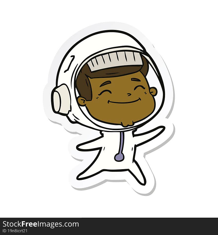 Sticker Of A Happy Cartoon Astronaut