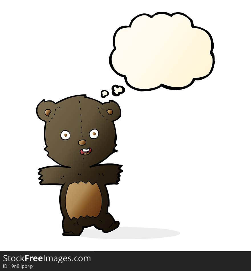 cartoon cute black bear cub with thought bubble