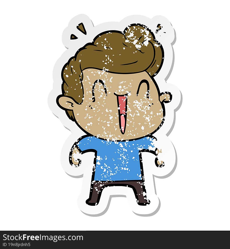 Distressed Sticker Of A Excited Man Cartoon