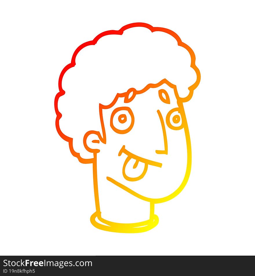 Warm Gradient Line Drawing Cartoon Male Face