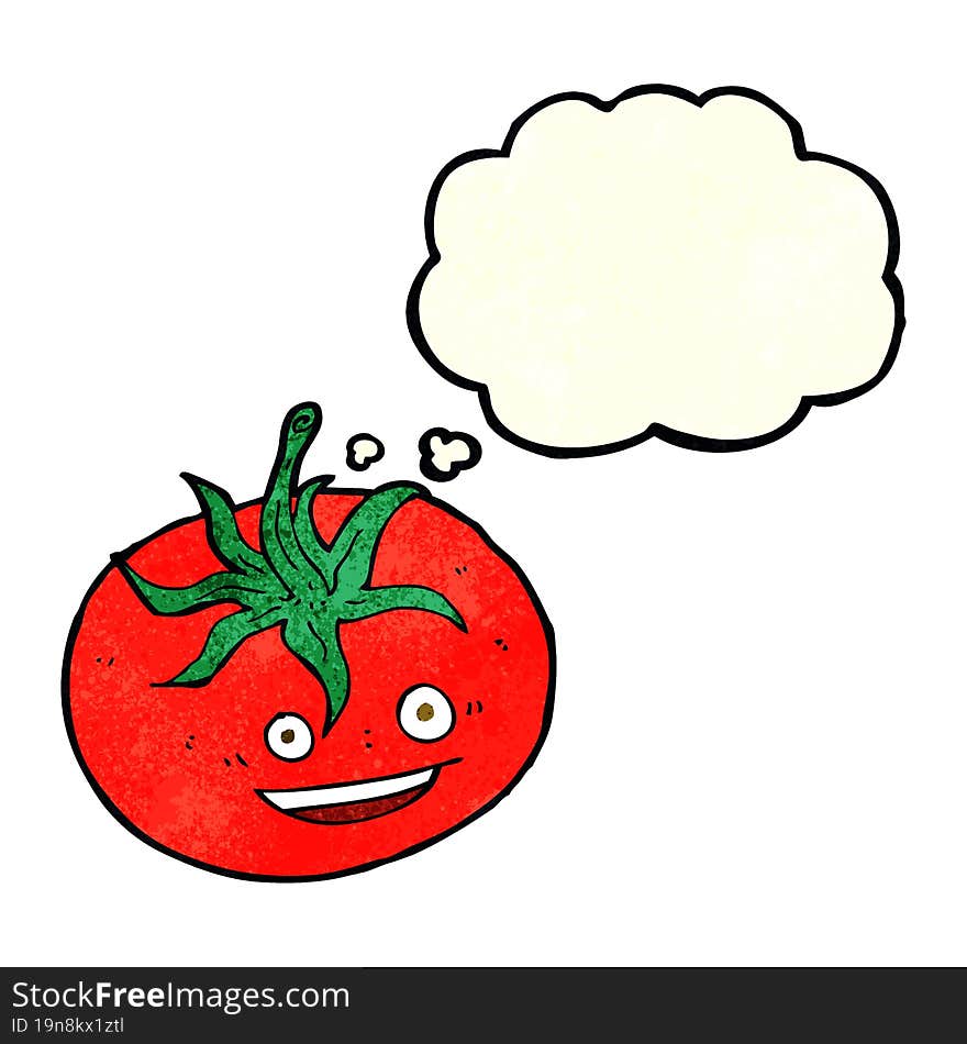 cartoon tomato with thought bubble