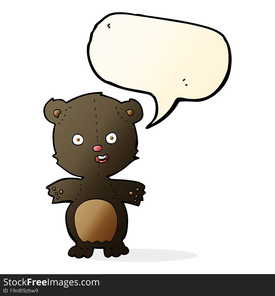 cute black bear cartoon with speech bubble