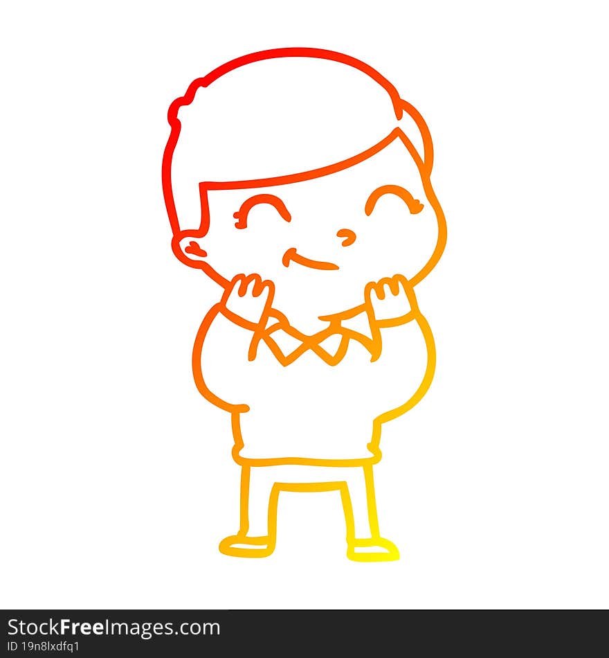 warm gradient line drawing cartoon boy smiling