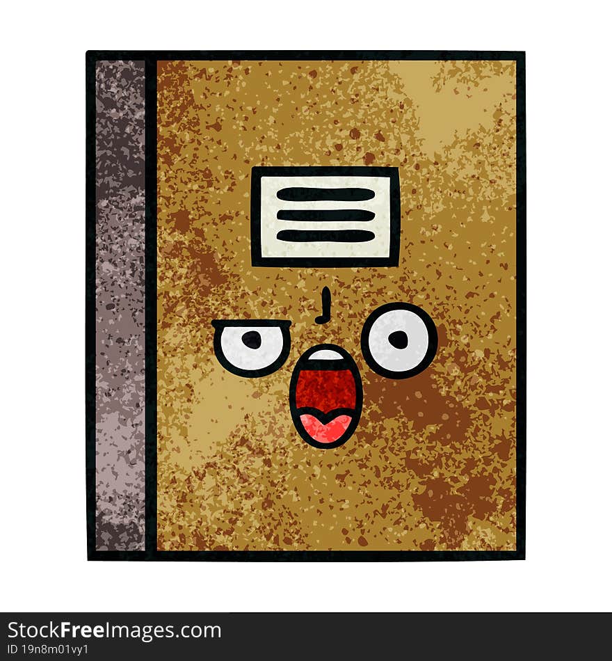 retro grunge texture cartoon of a notebook