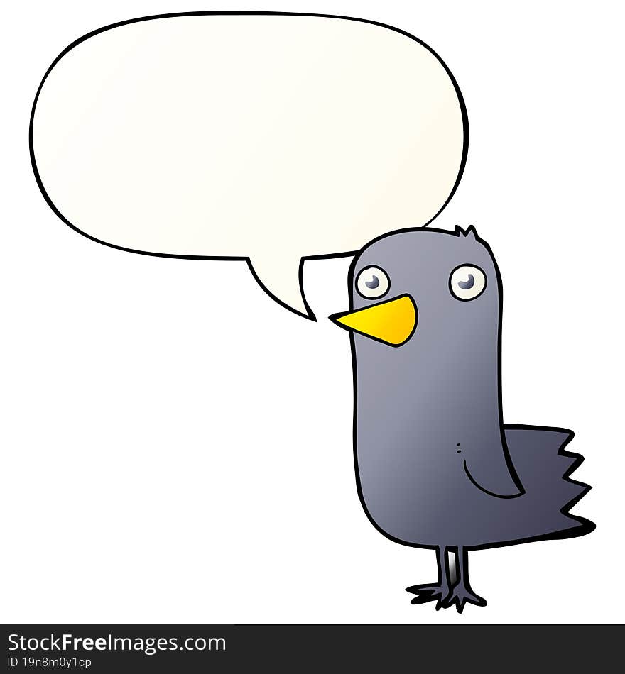 cartoon bird and speech bubble in smooth gradient style