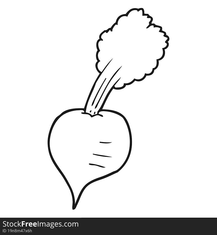 freehand drawn black and white cartoon beetroot