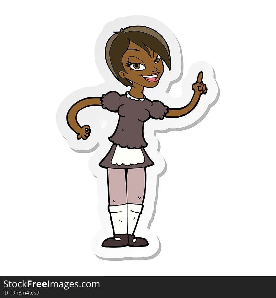 sticker of a cartoon waitress taking order