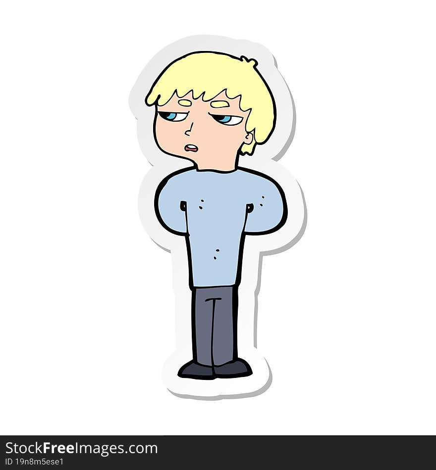 Sticker Of A Cartoon Antisocial Boy