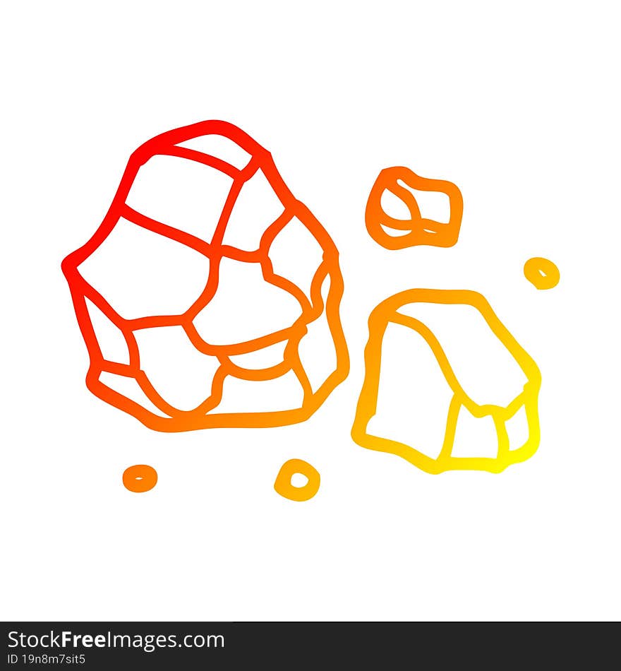 Warm Gradient Line Drawing Cartoon Rocks