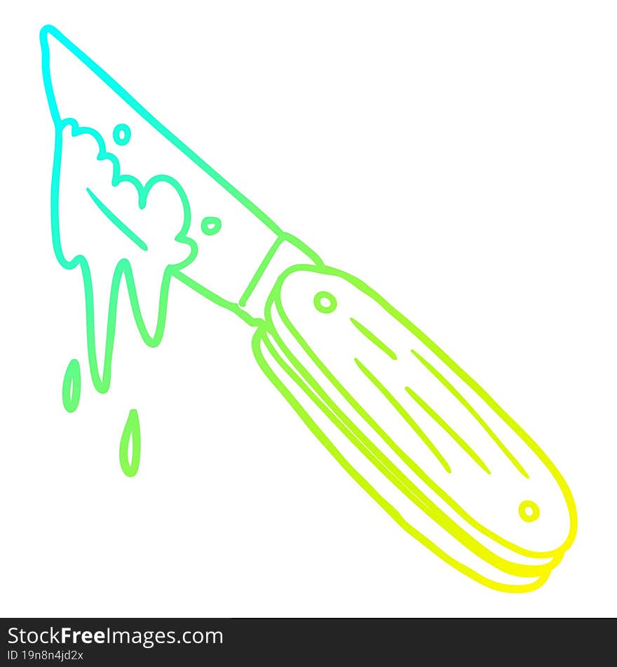 cold gradient line drawing cartoon bloody knife